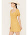 Image #2 - Beyond The Radar Women's Floral Print Smocked Waist Dress, Mustard, hi-res