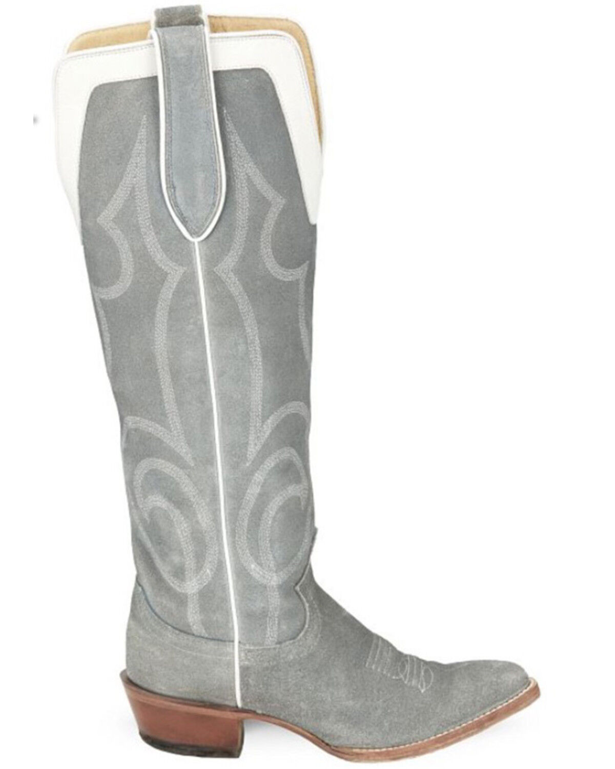 Image #2 - Justin Women's Verlie Vintage Suede Tall Western Boots - Snip Toe, Grey, hi-res