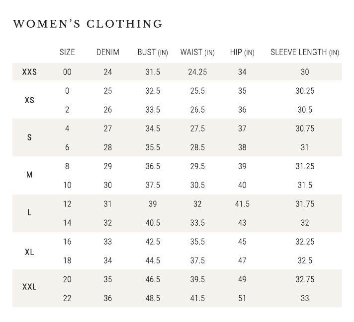 Idyllwind Sizing Guidelines