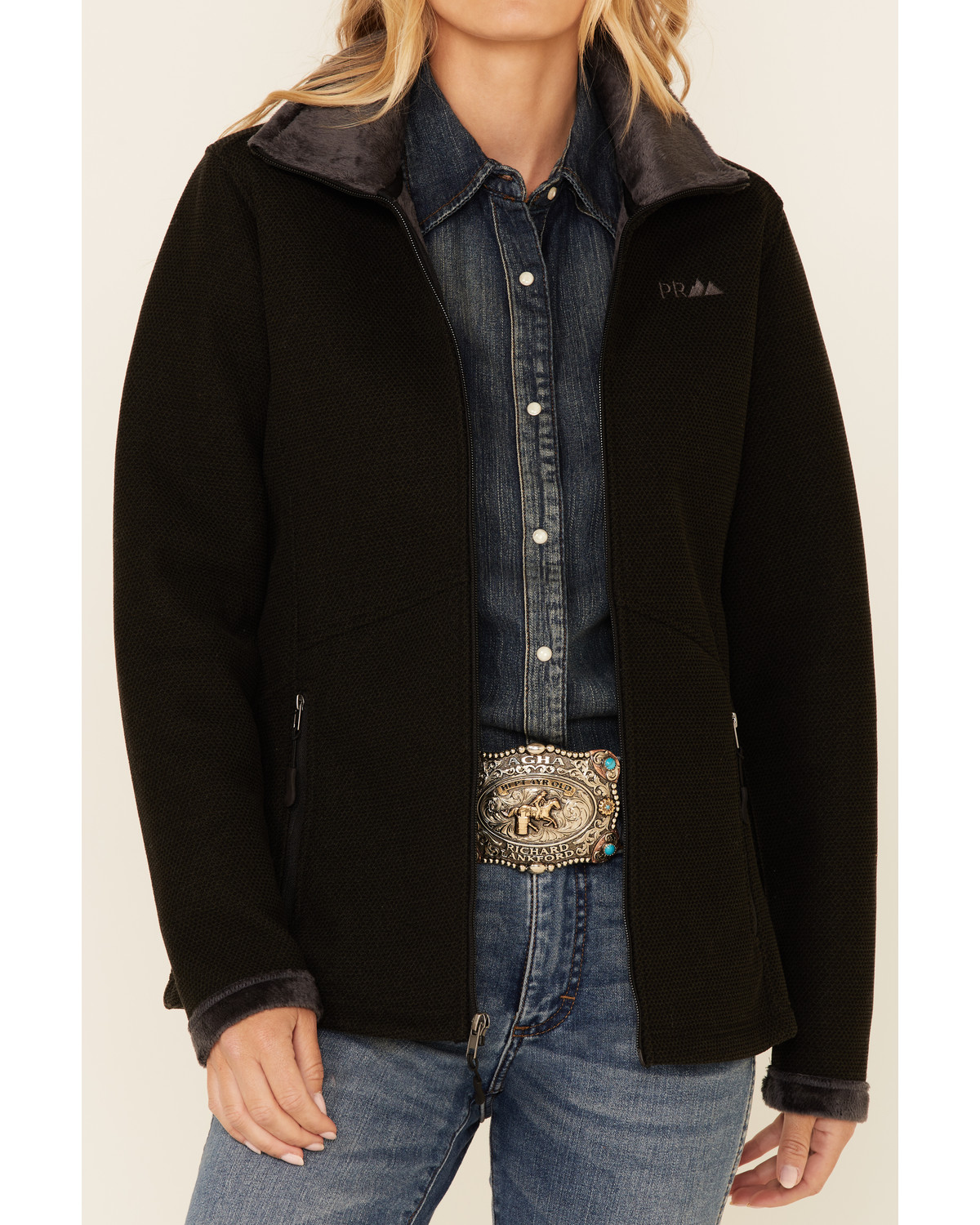 Powder River Outfitters Women's Solid Black Performance Zip