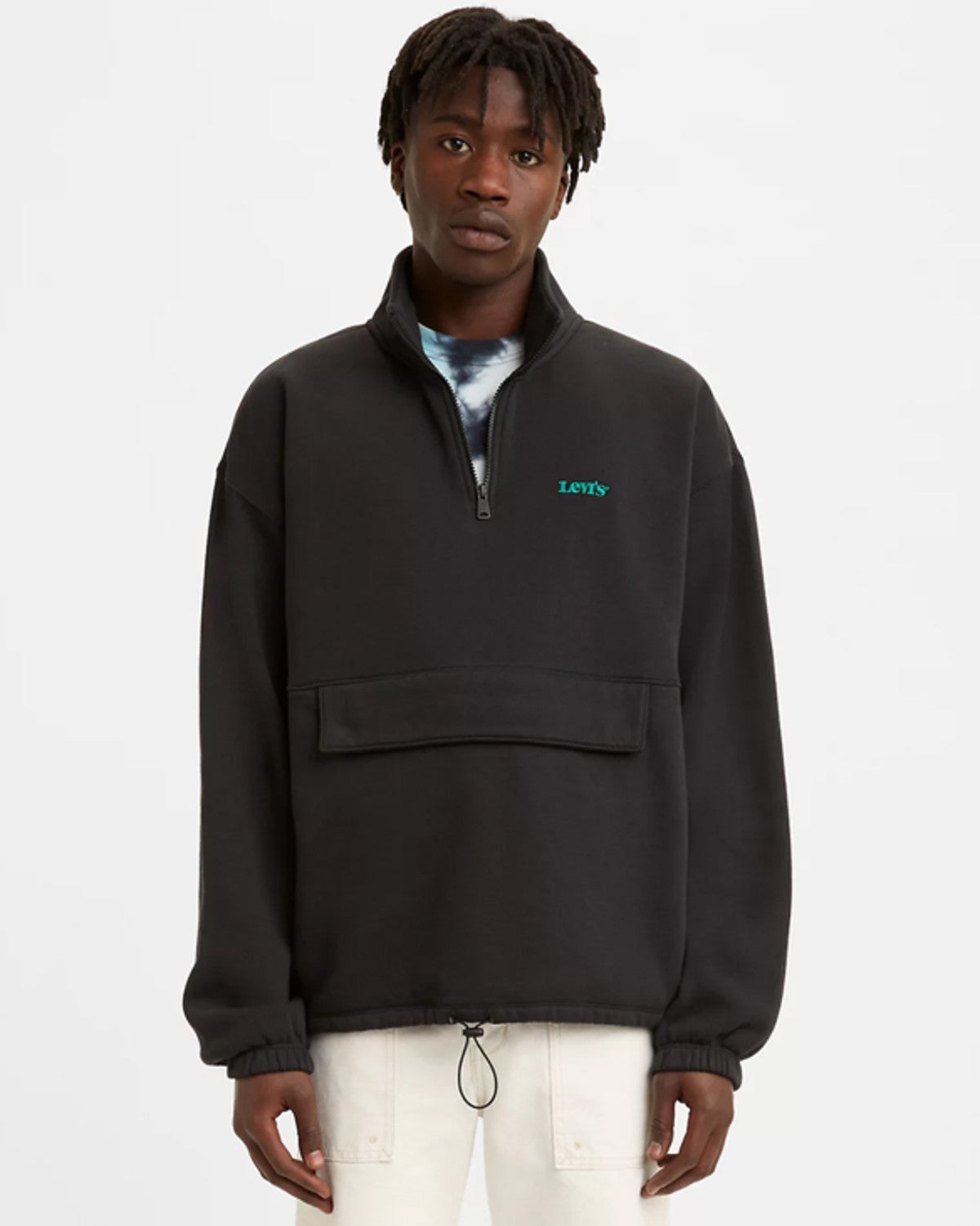 Zip Front Mock Neck Fleece Pullover 