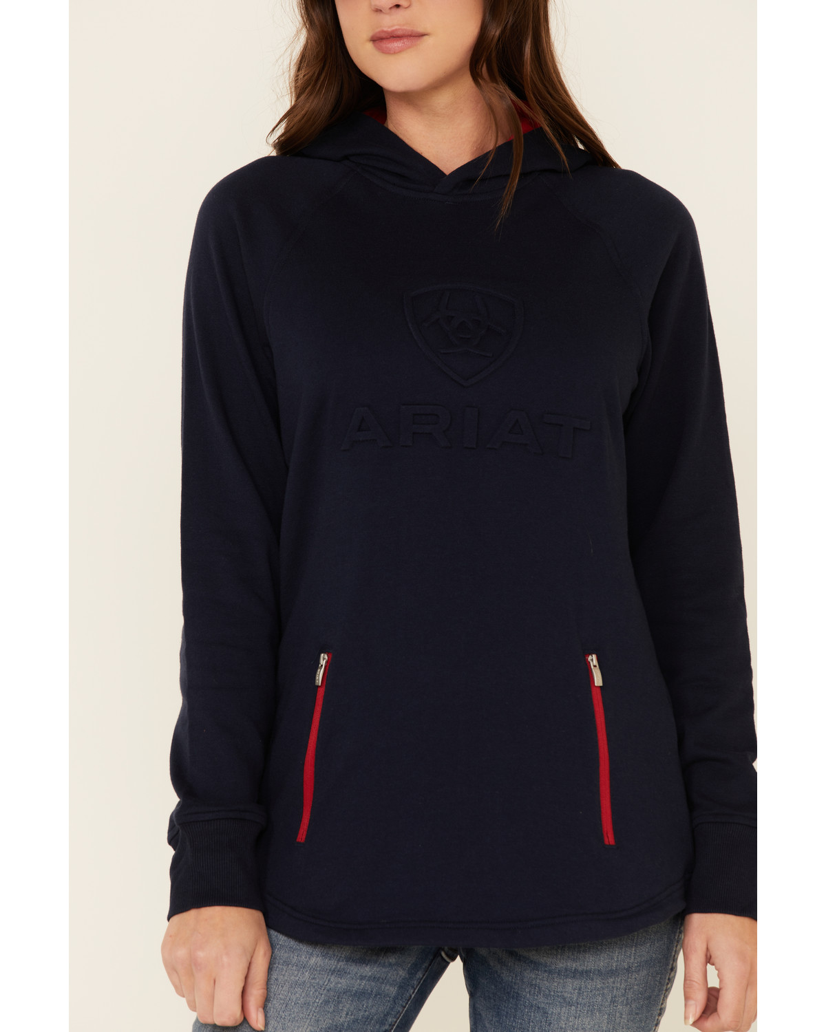 Ariat Women's Navy 3D Logo Contrast Hooded Sweatshirt Country Outfitter