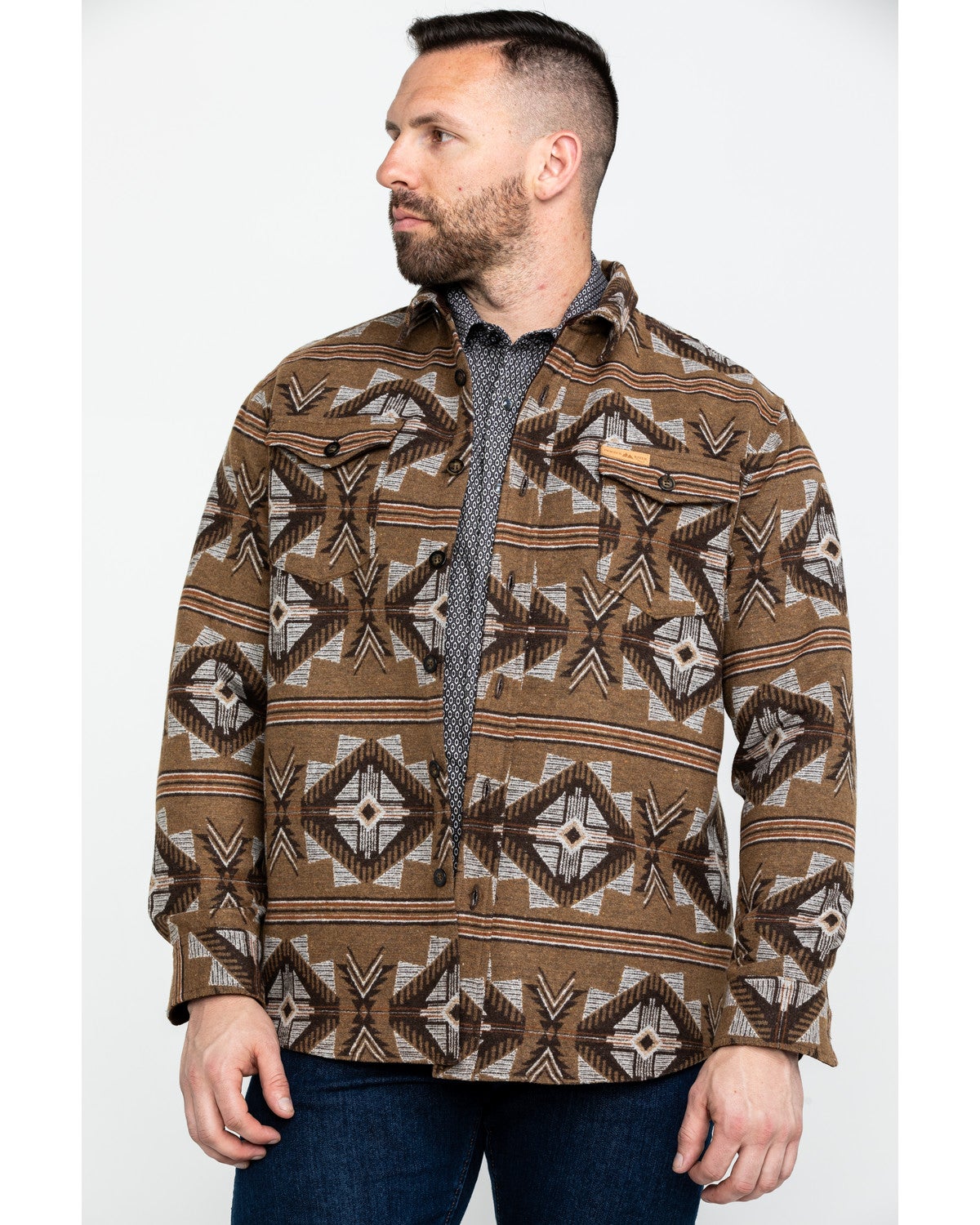 Powder River Outfitters Men's Aztec Jacquard Shirt Jacket - Country Outfitter