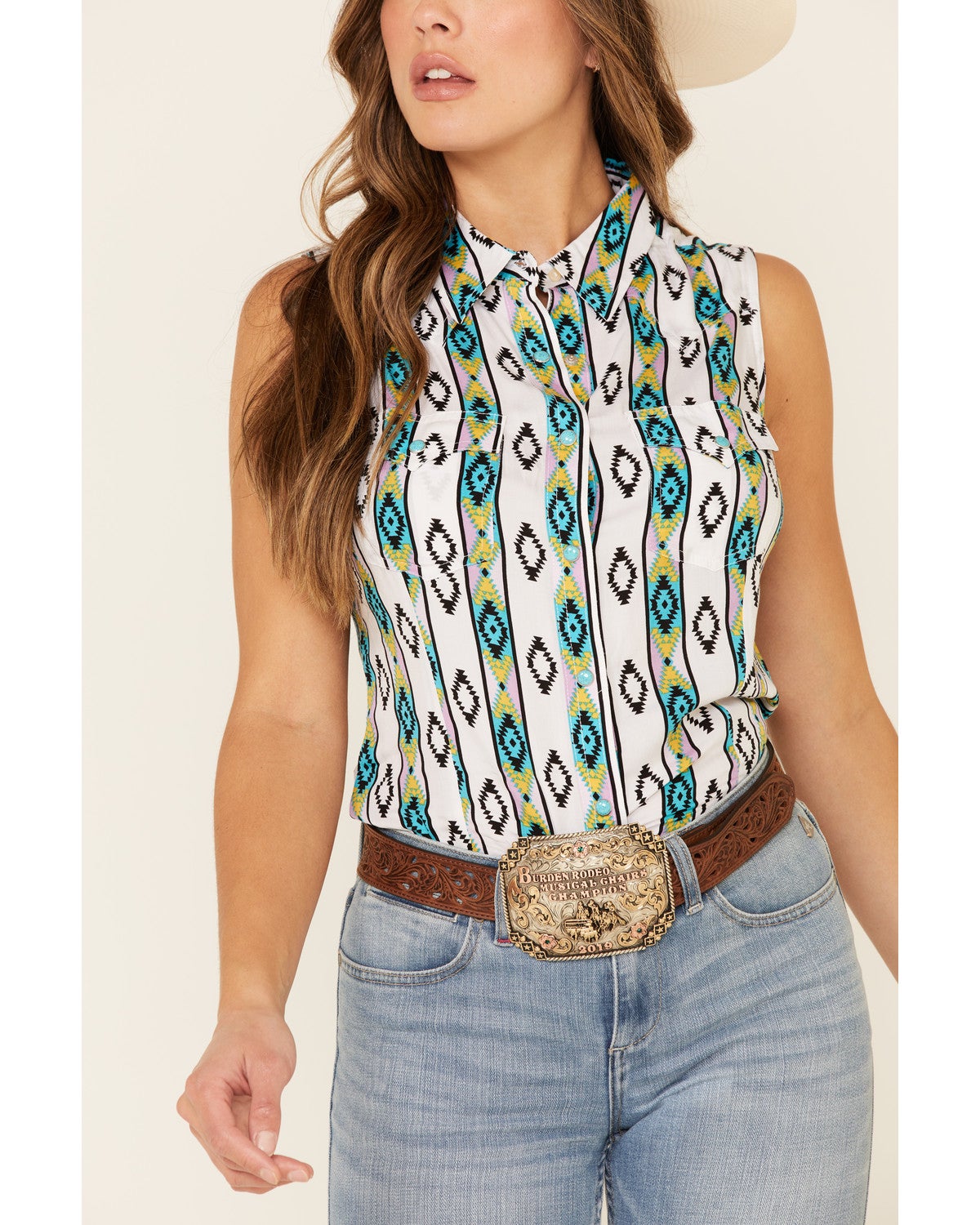 womens western sleeveless shirts