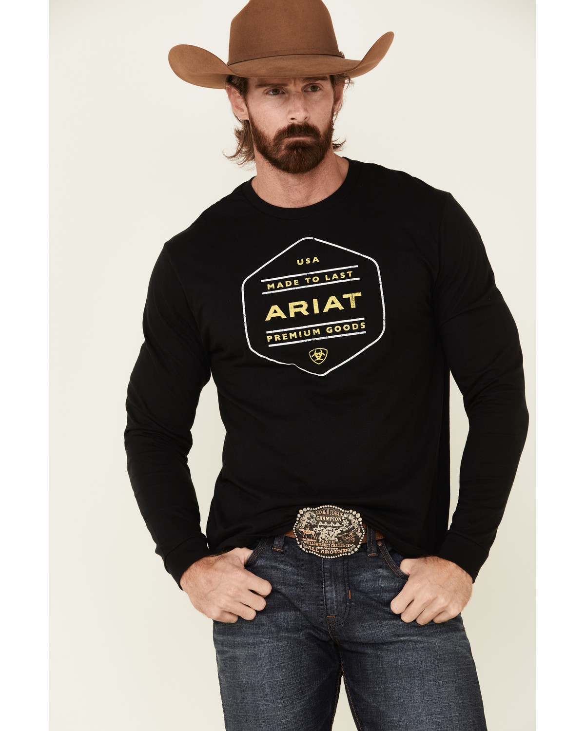 Ariat Men's Black Made To Last Graphic Long Sleeve TShirt Country