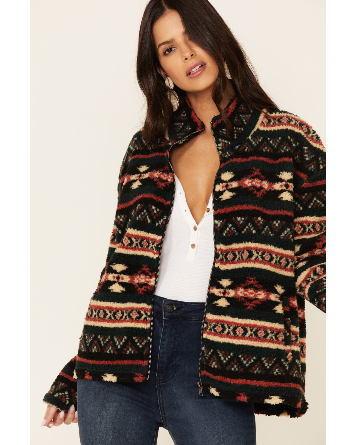 Fornia Women's Sherpa Lined Southwest Print Jacket Country Outfitter