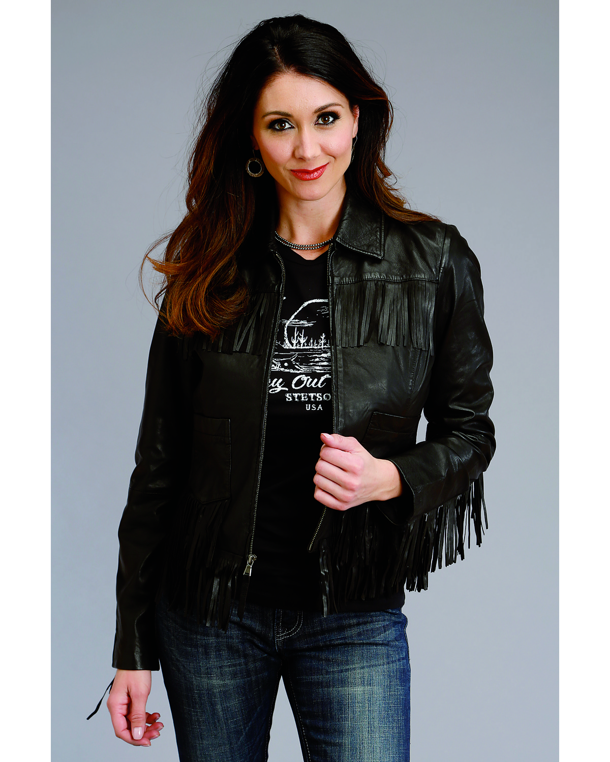 Stetson Women's Black Fringe Leather Jacket - Country ... (1200 x 1500 Pixel)