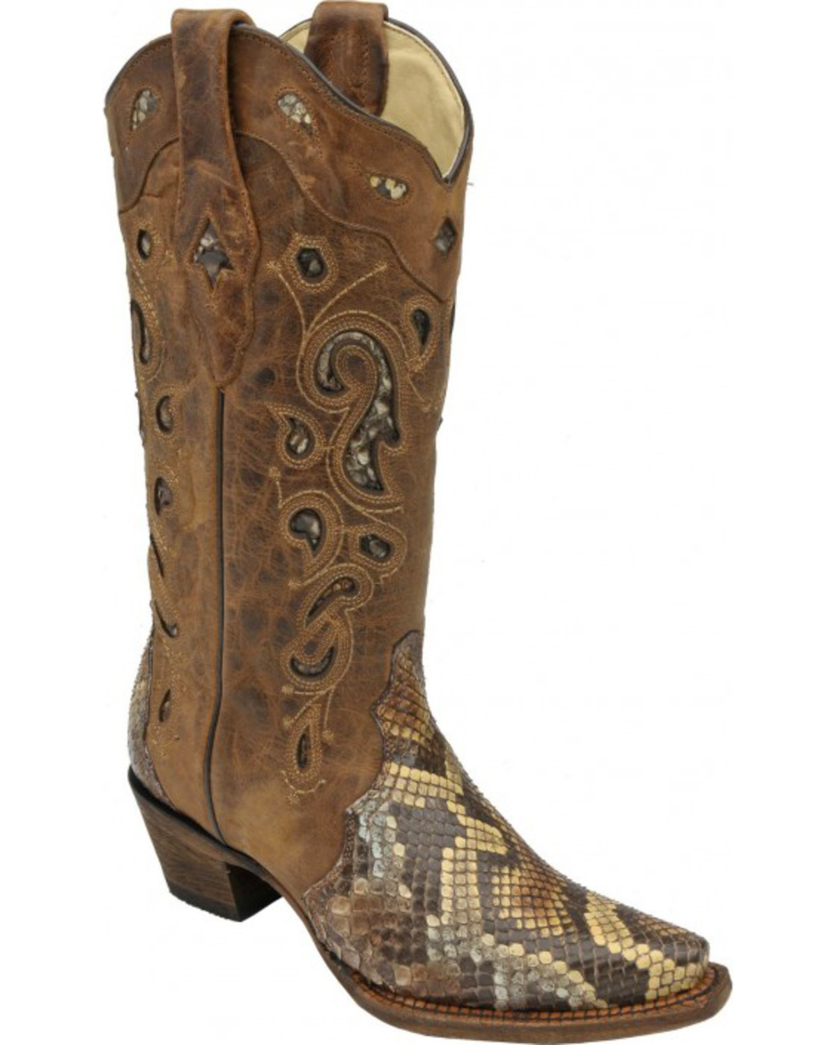 Corral Python Inlay Cowgirl Boots - Snip Toe - Country Outfitter