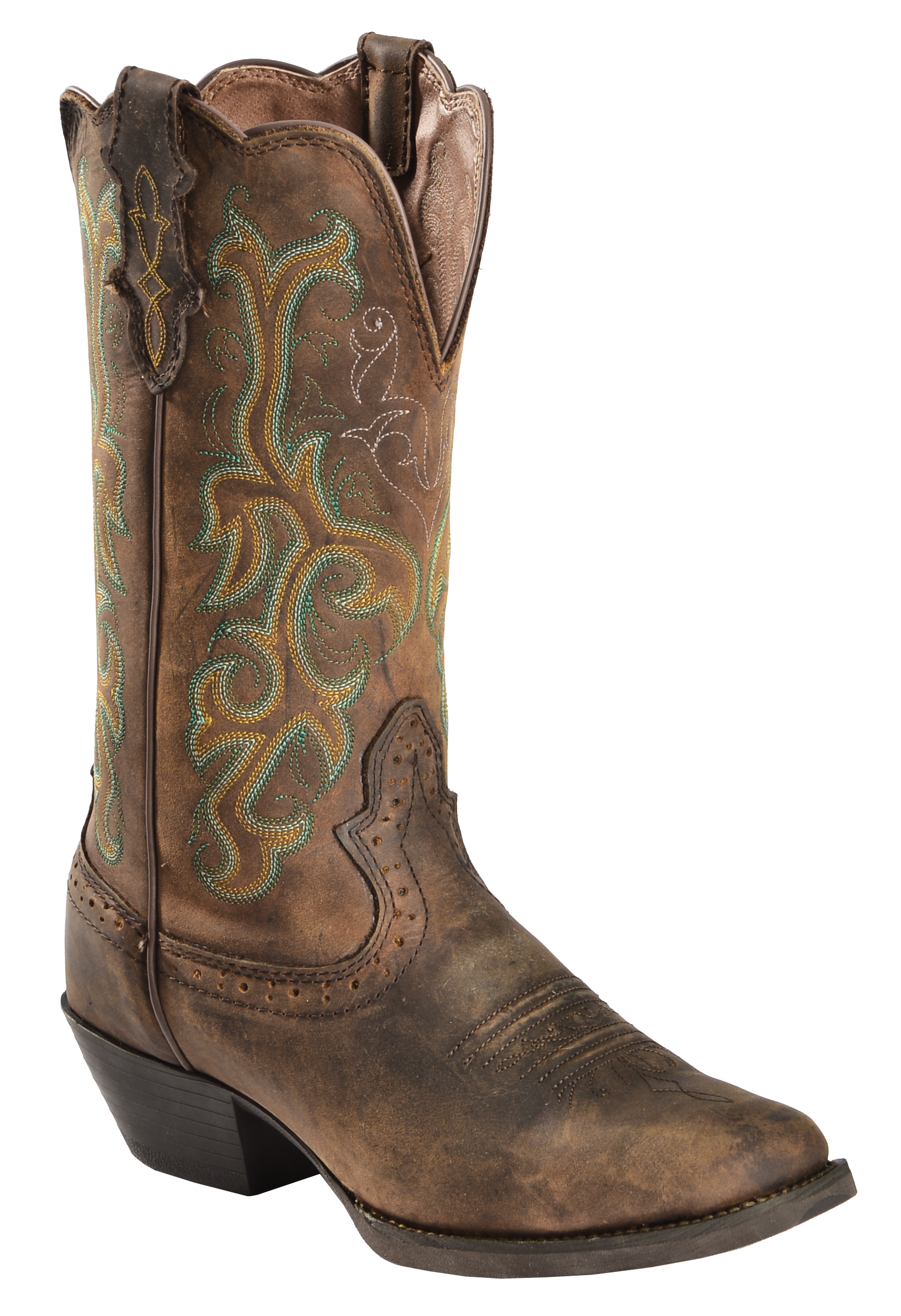 Justin Stampede Western Cowgirl Boots with Rubber Sole Square Toe