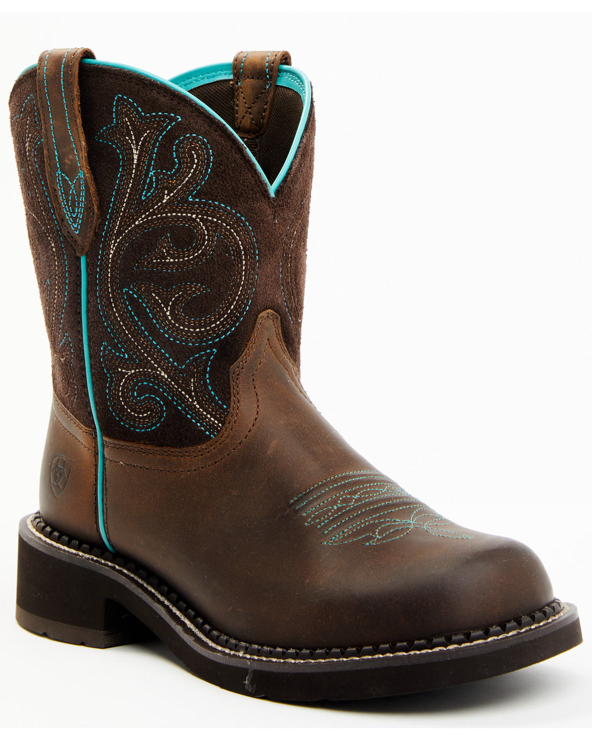 Ariat Fatbaby Women&#39;s Heritage Brown/Turquoise Cowgirl Boots - Round Toe - Country Outfitter