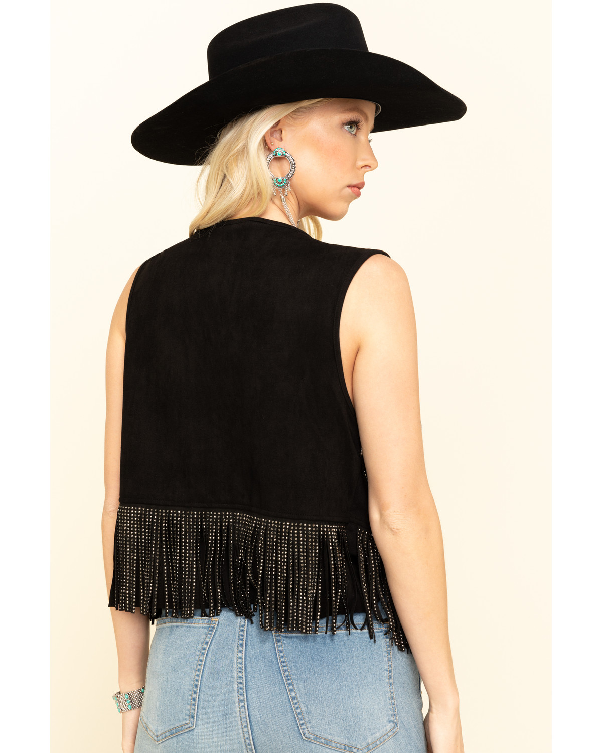 Vocal Women's Studded Fringe Suede Vest Country Outfitter