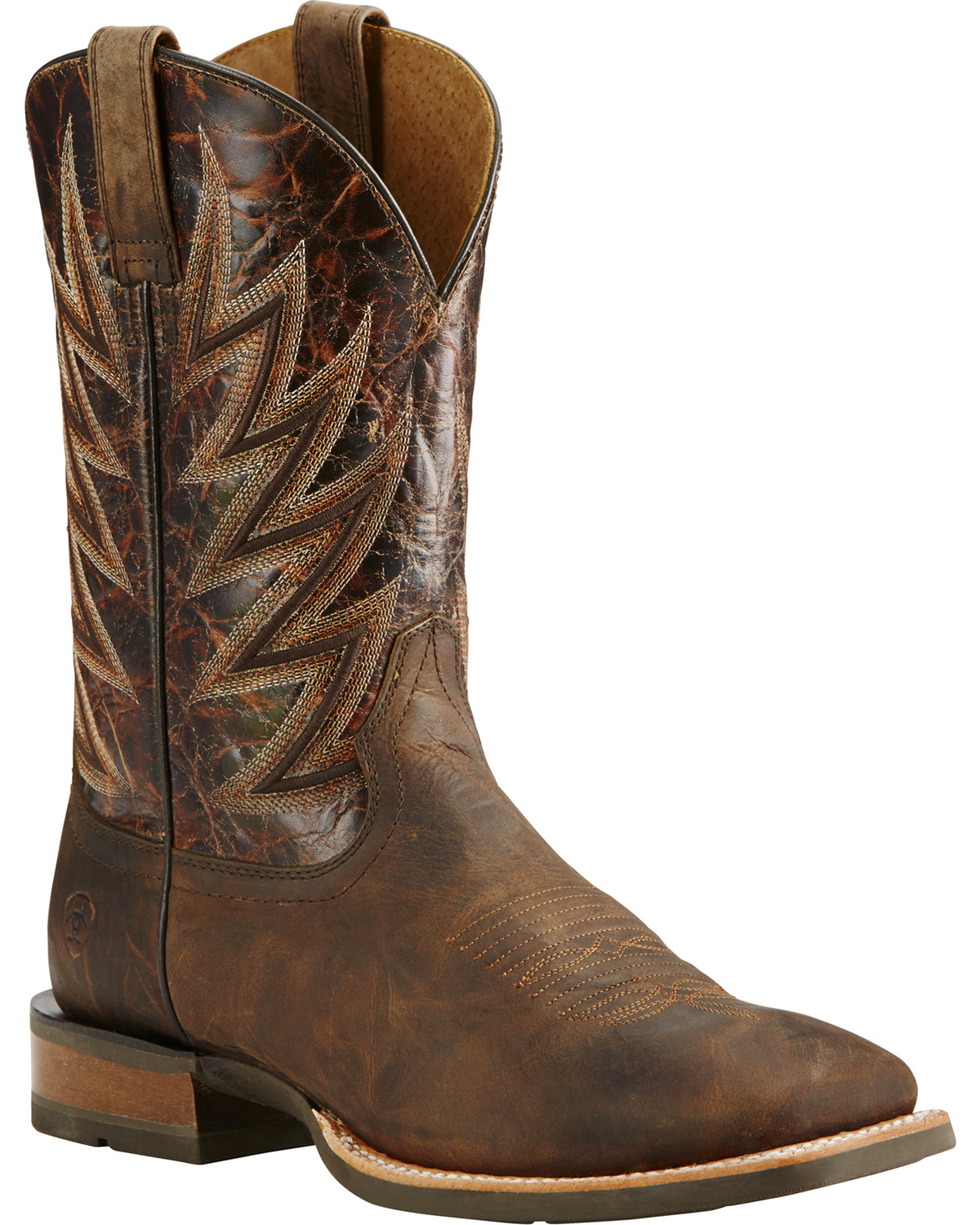 Ariat Challenger Branding Iron Brown Cowboy Boots Square Toe
