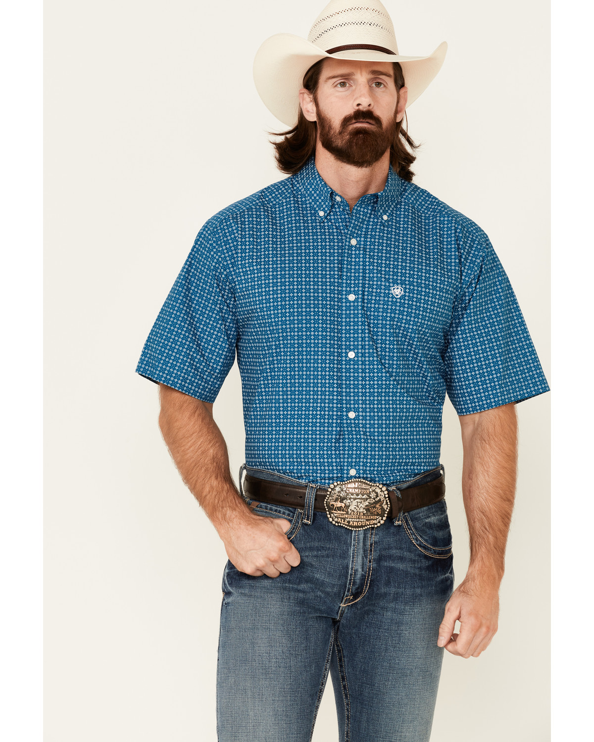Ariat Men's Castor Geo Print Short Sleeve Button-Down Western Shirt ...