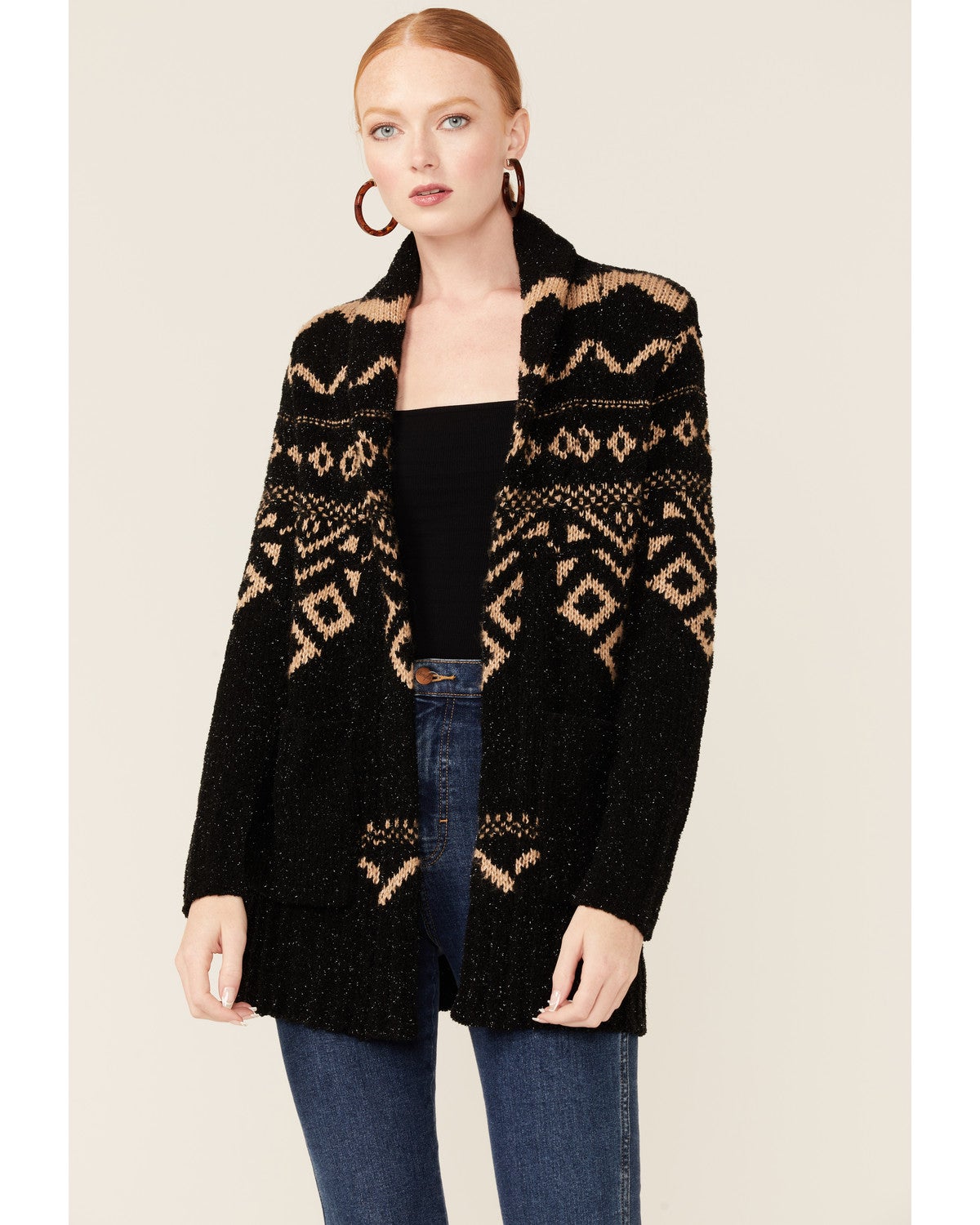 Tan Southwestern Cardigan Sweater 
