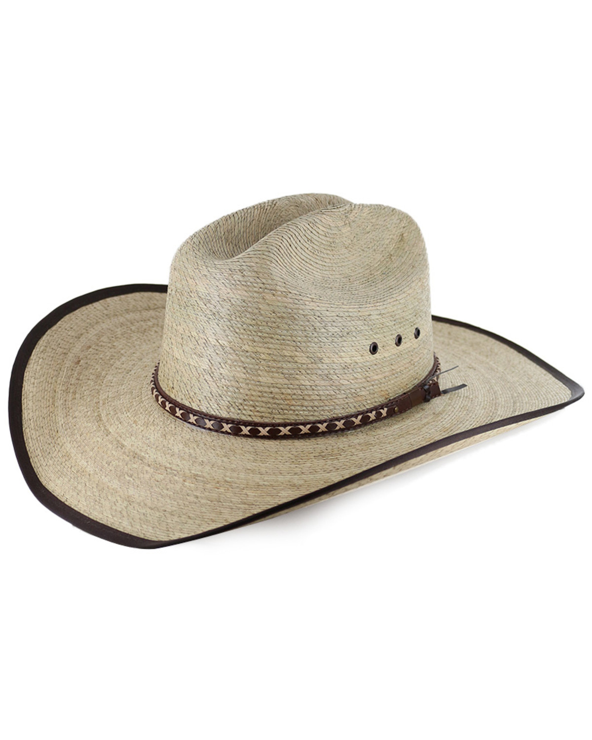 Cody james brown trimmed straw cowboy hat country outfitter