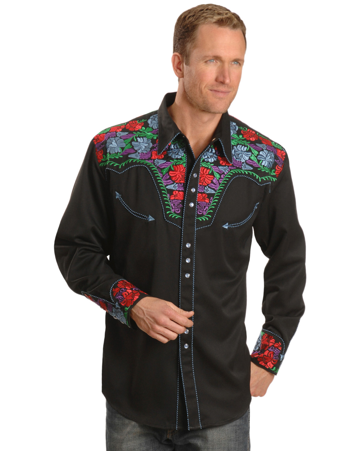Scully Vibrant Floral Embroidered Retro Western Shirt - Country Outfitter