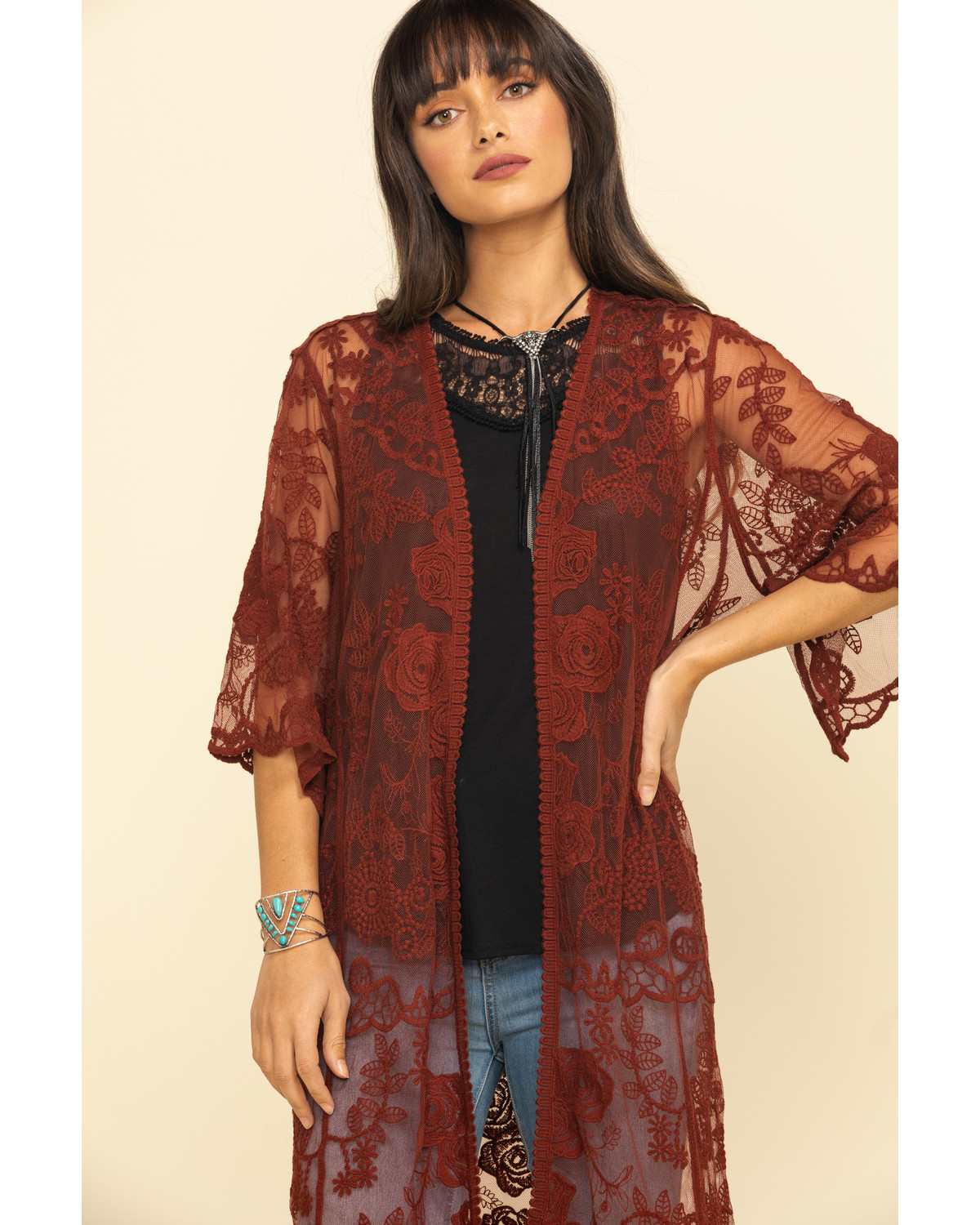Shyanne Women's Lace Duster Kimono Country Outfitter