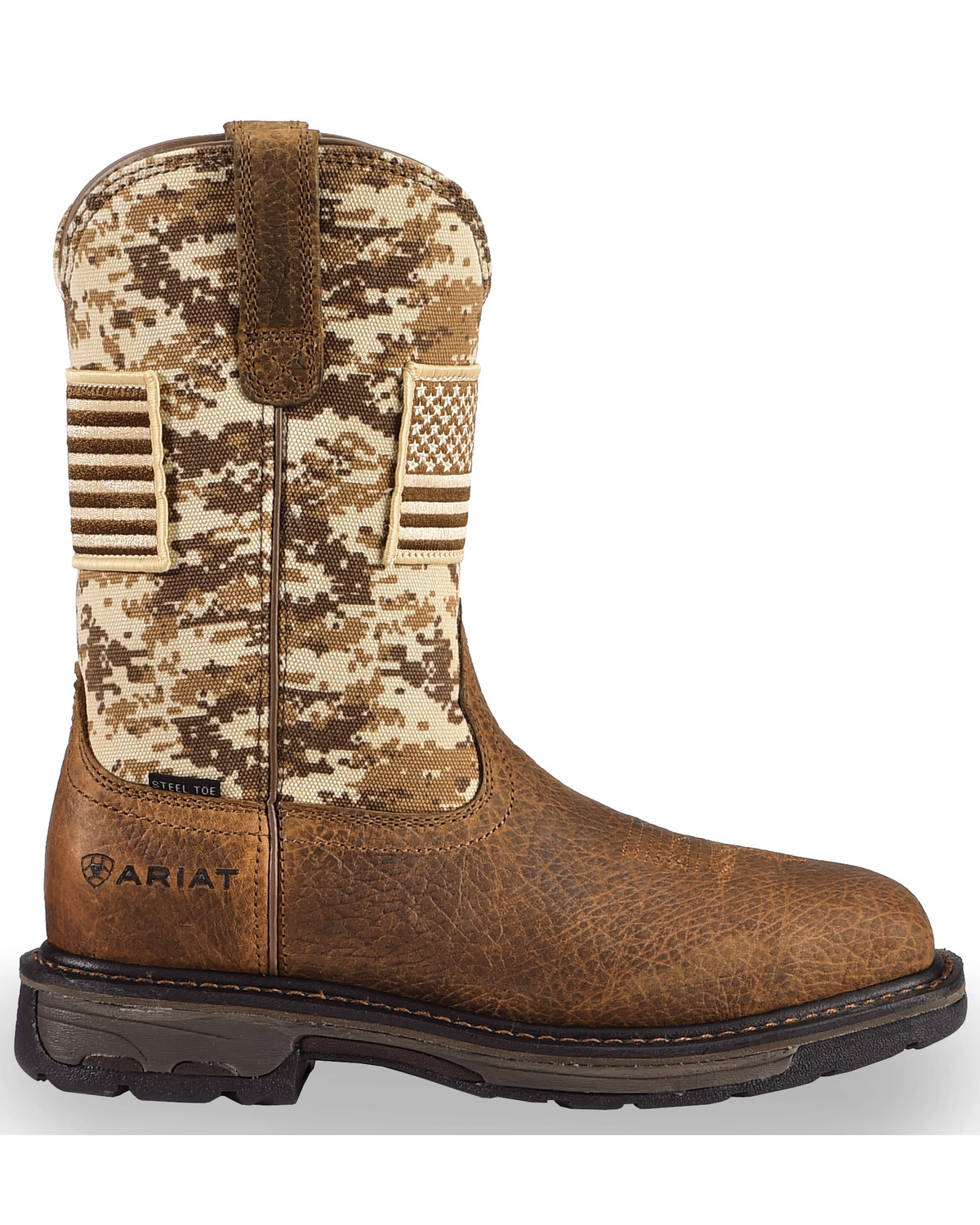 Ariat Men's Brown Workhog Patriot Western Boots - Steel Toe - Country ...