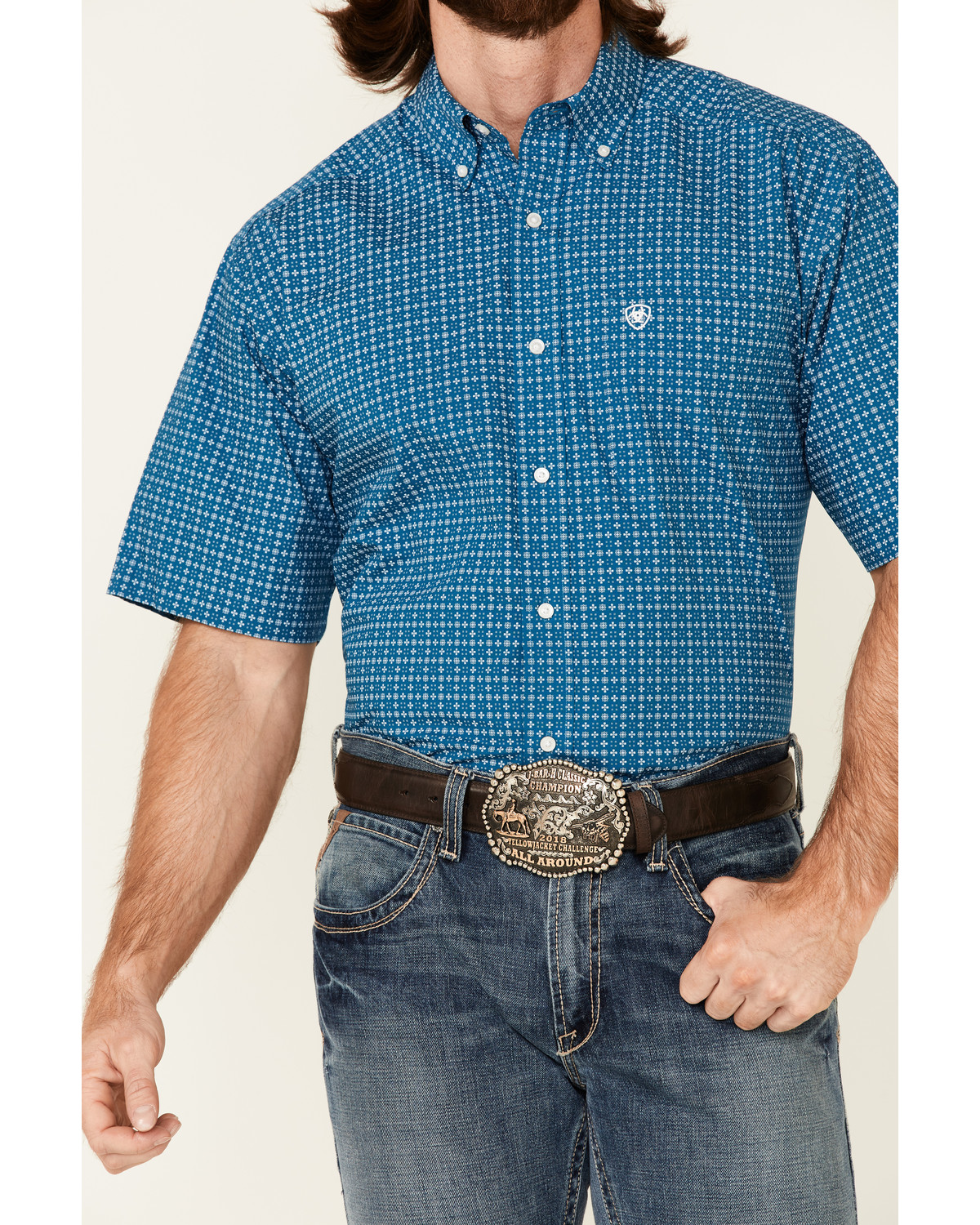 Ariat Men's Castor Geo Print Short Sleeve Button-Down Western Shirt ...