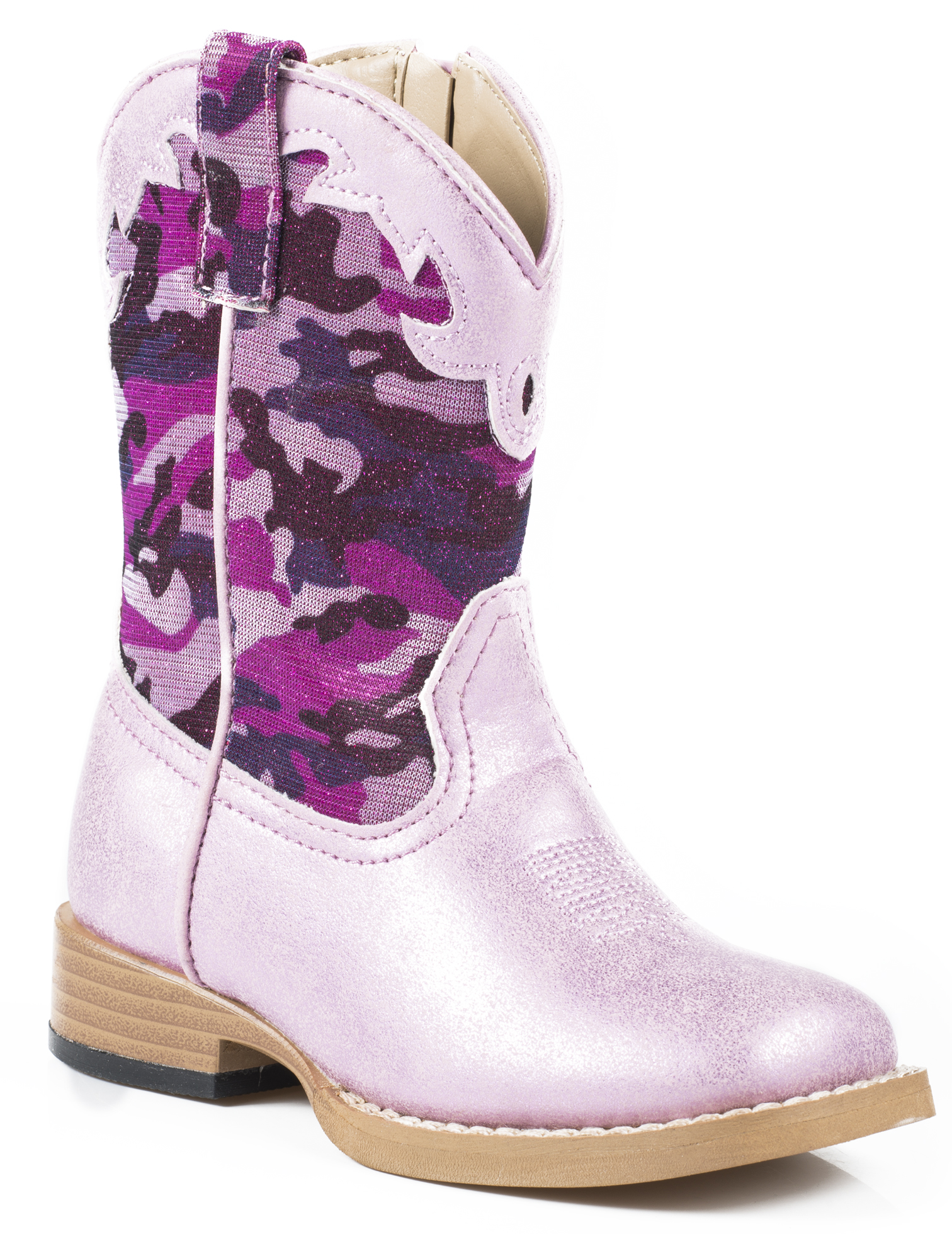 Roper Toddler Girls' Glitter Camo Cowgirl Boots Square Toe Country