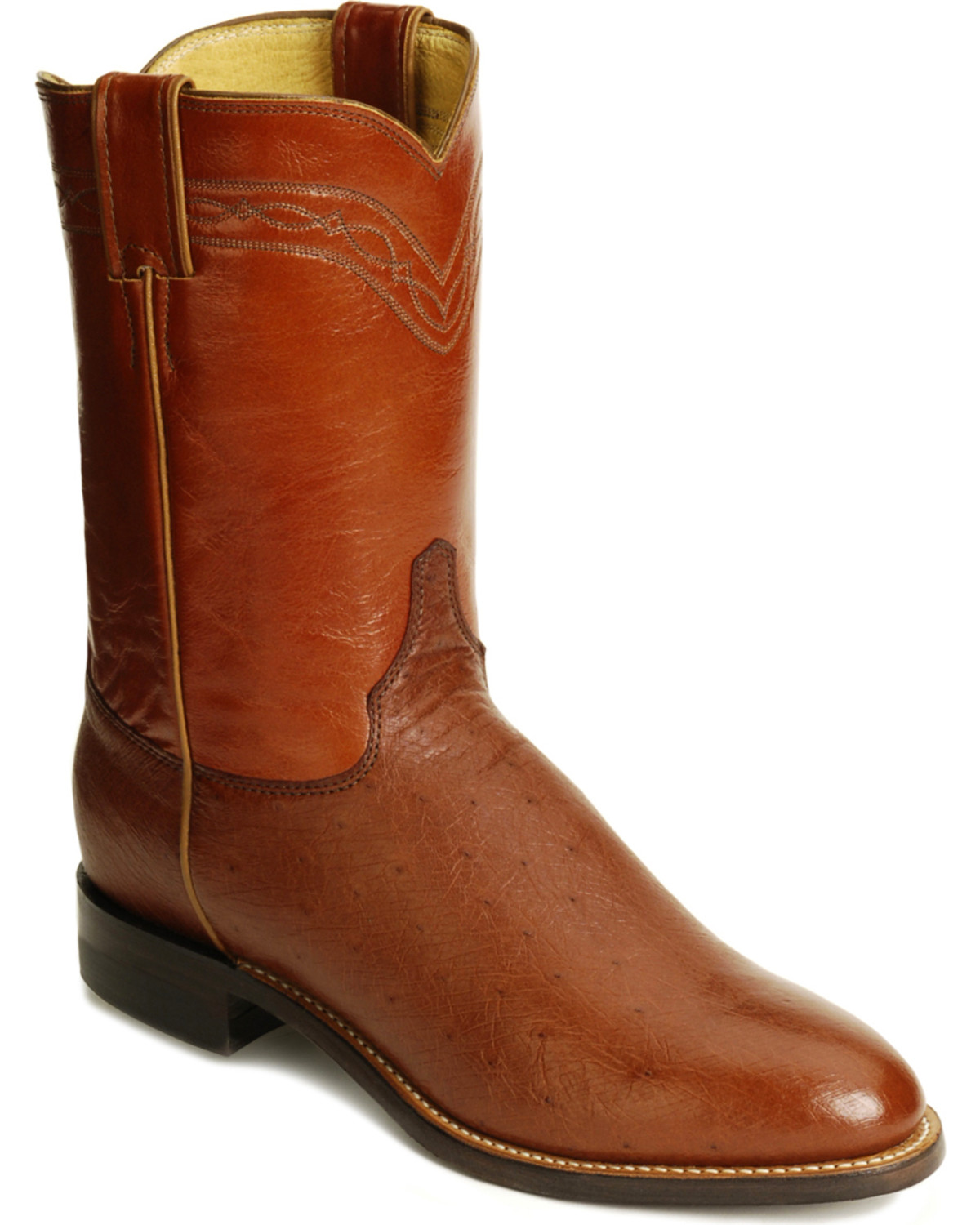 justin smooth ostrich roper cowboy boots