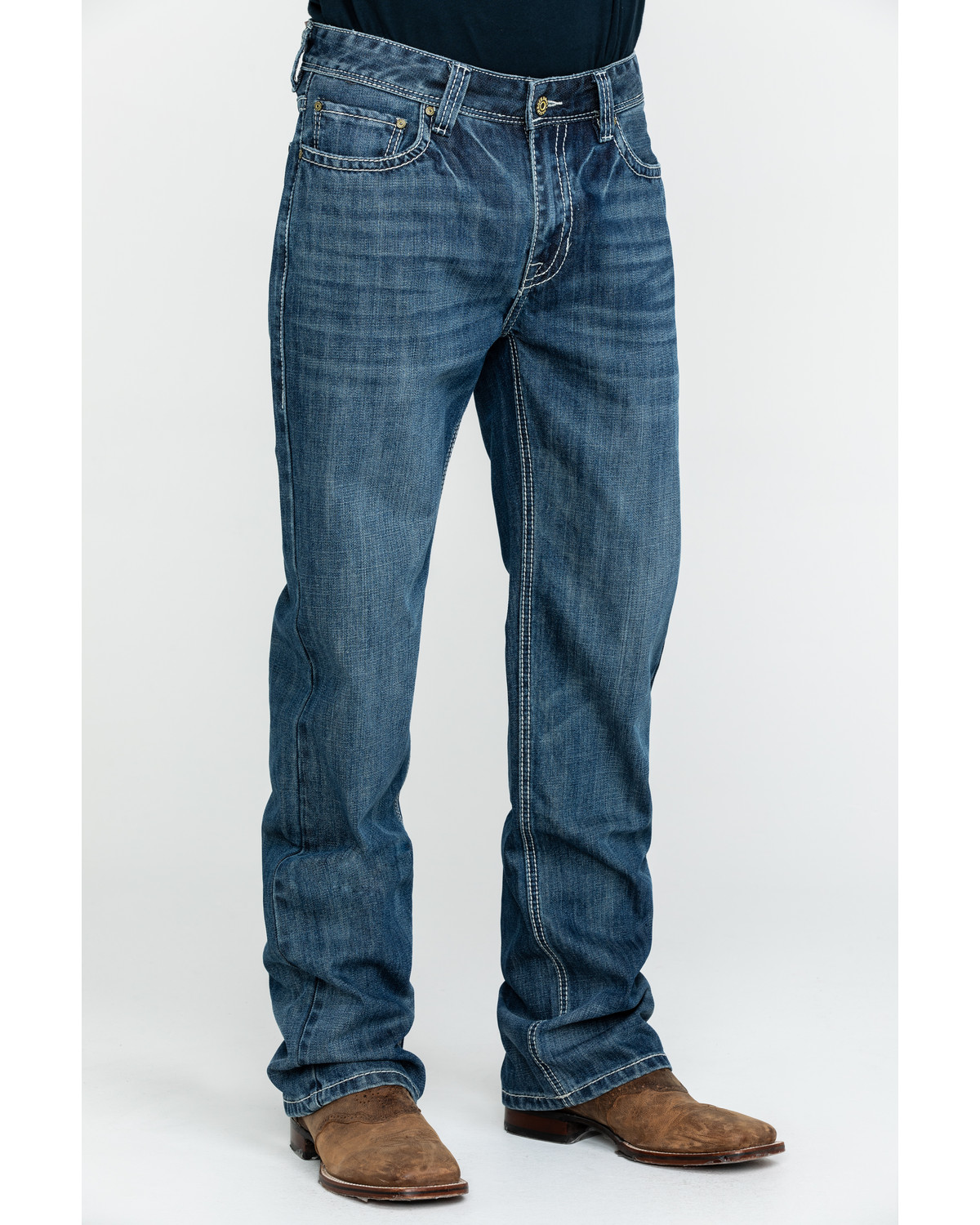 Rock & Roll Denim Men's Large Khaki Stitch Double Barrel Straight Jeans ...