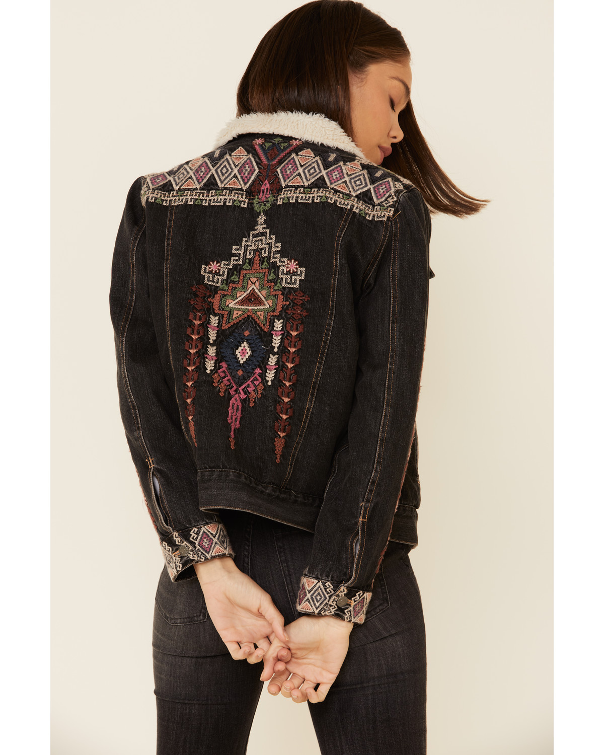 Johnny Was Women's Yadani Sherpa Denim Jacket Country Outfitter