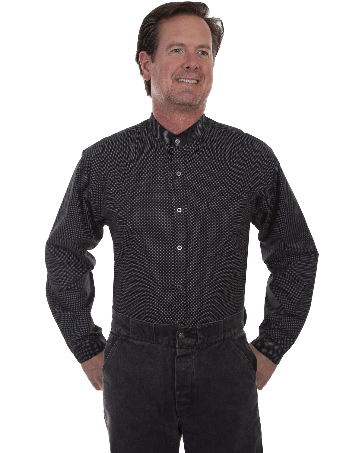 Men's Scully Plaid Band Collar Western Shirt Country Outfitter