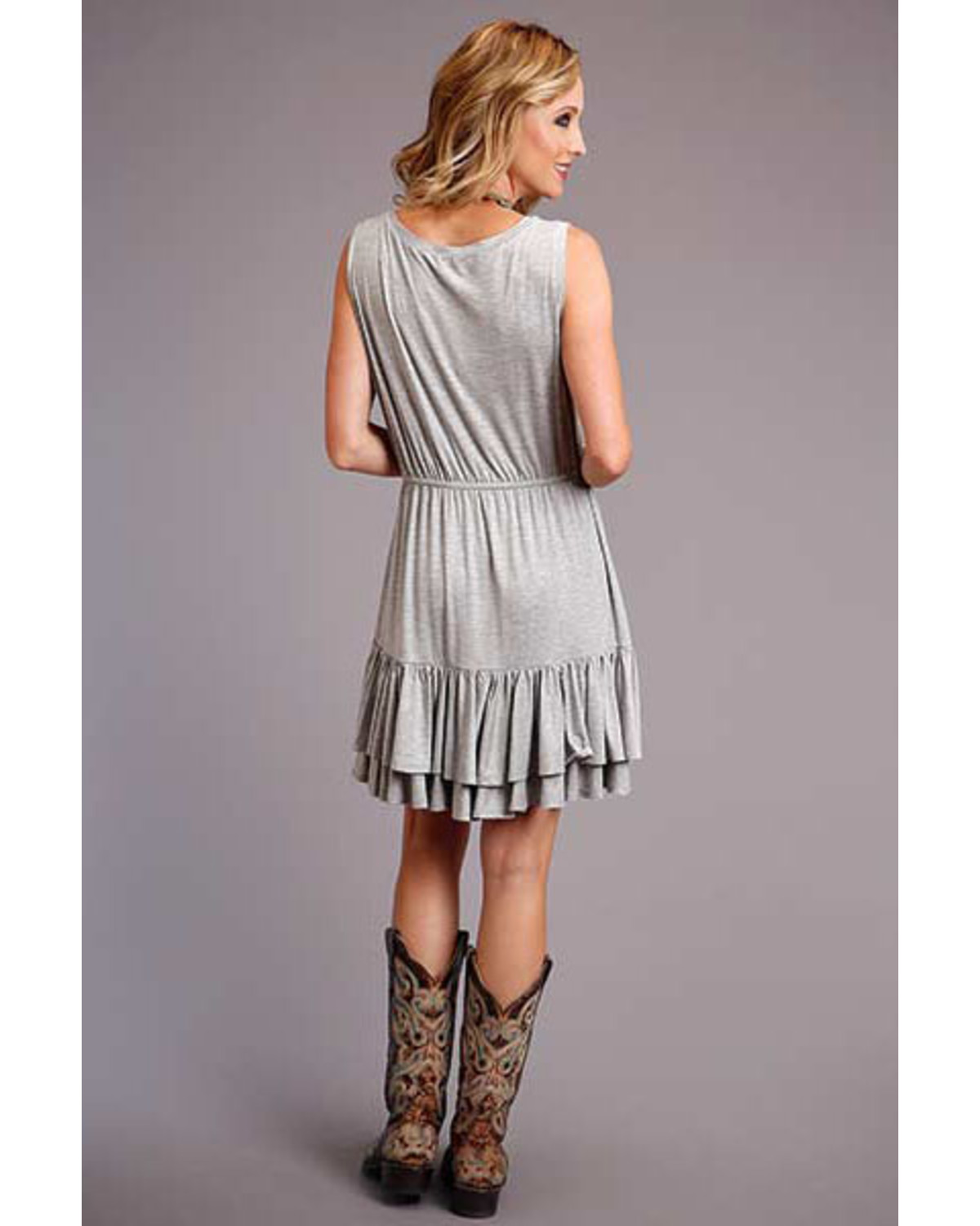 Stetson Women's Grey Knit Ruffle Dress Country Outfitter