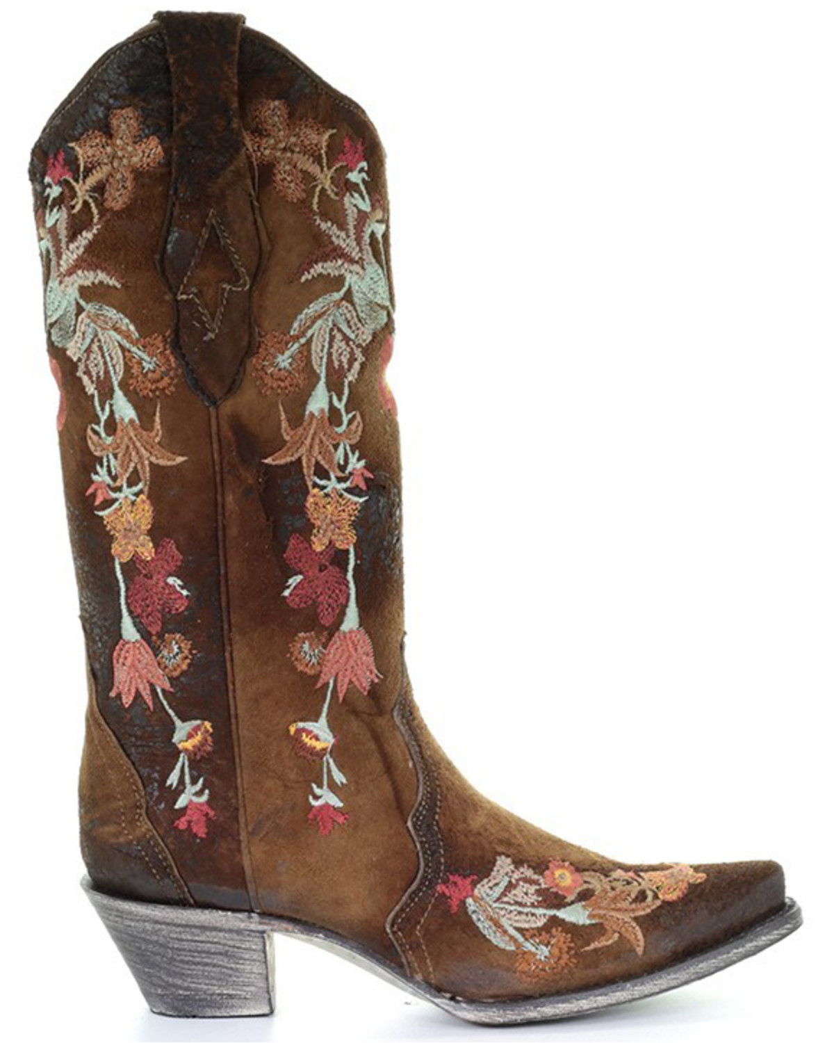Corral Women's White Floral Embroidered Western Boots - Snip Toe ...