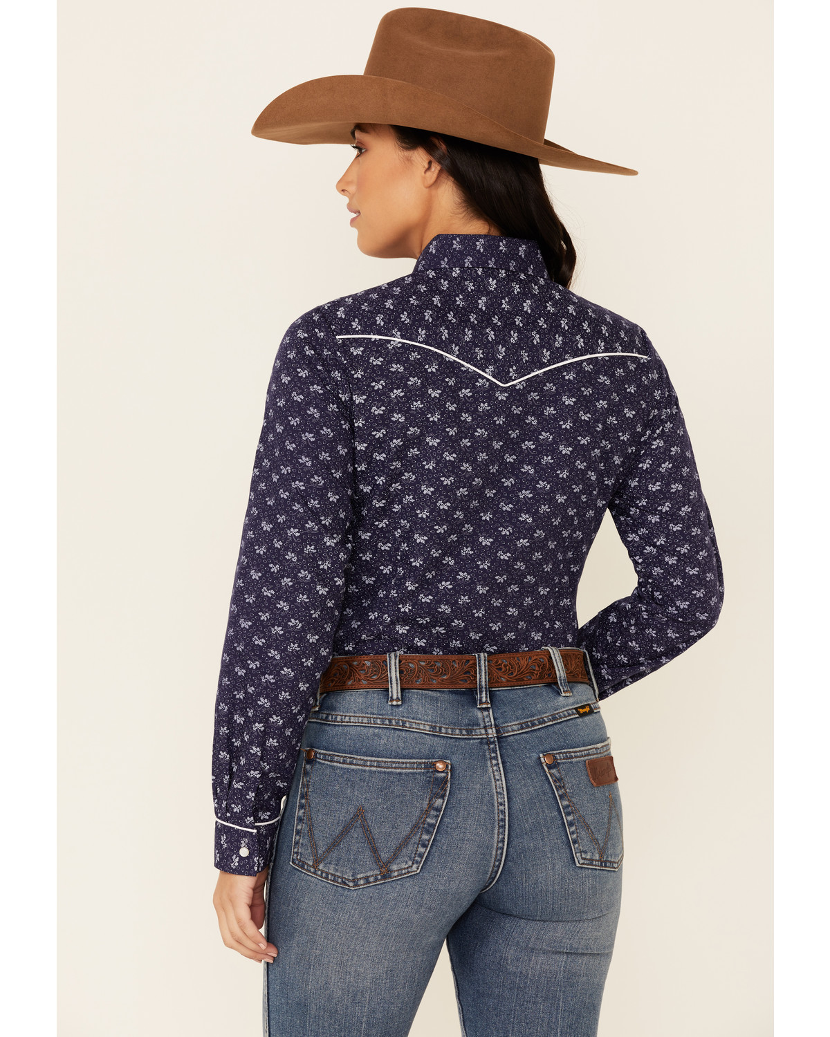 Roper Women's Blue Classic Floral Print Long Sleeve Snap Western Core ...