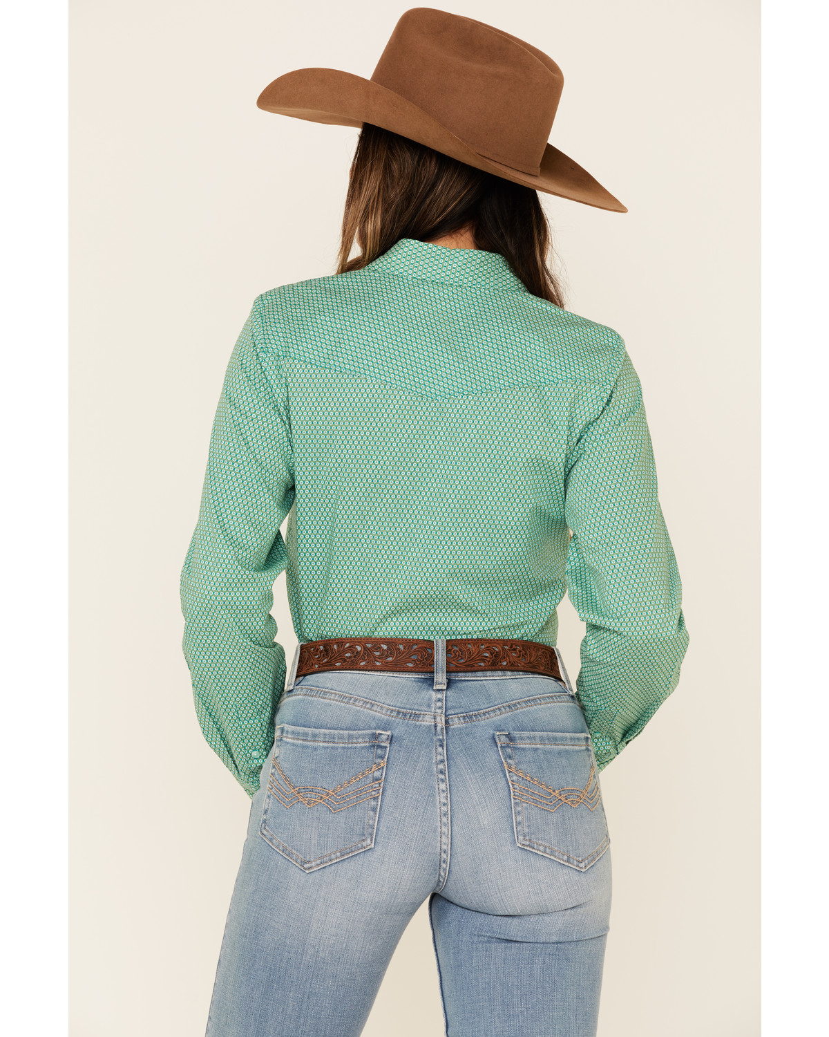Cinch Women's Teal Geo Print Snap Long Sleeve Western Core Shirt ...