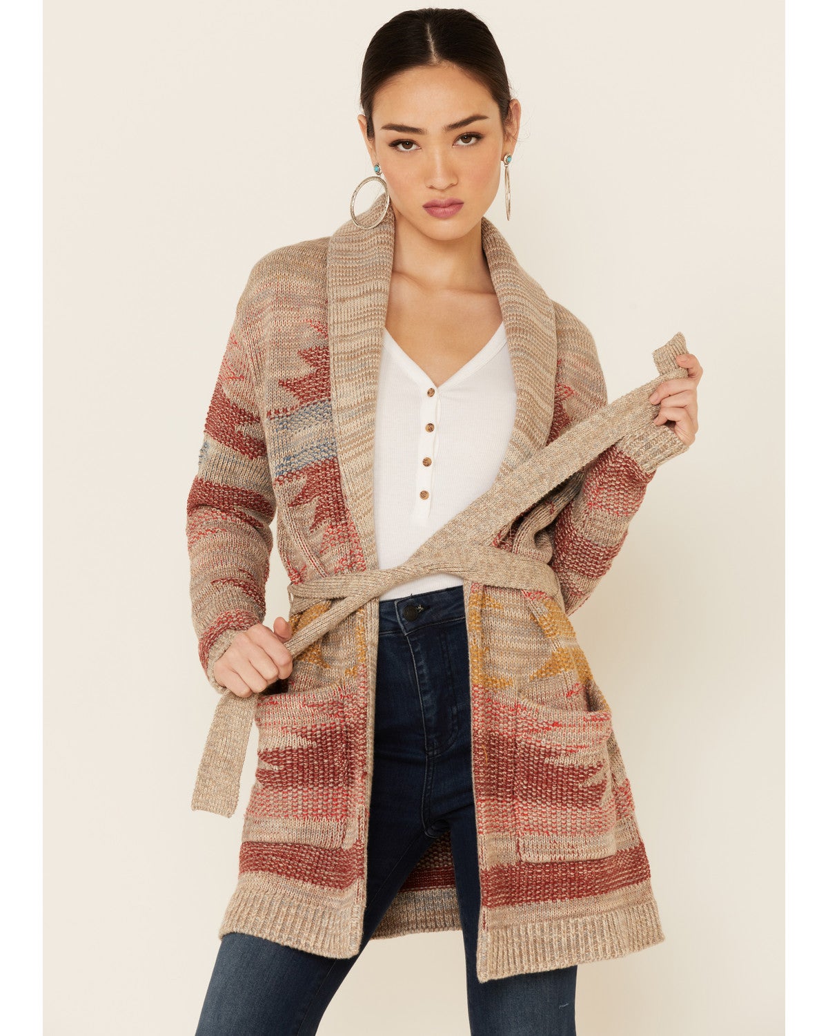 Pendleton Women's Taupe Monterey Tie-Belt Cardigan
