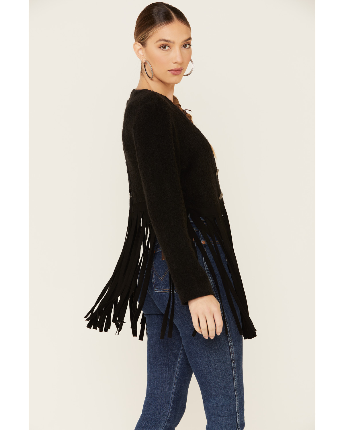 Vocal Women's Black Faux Suede Fringe Jacket Country Outfitter
