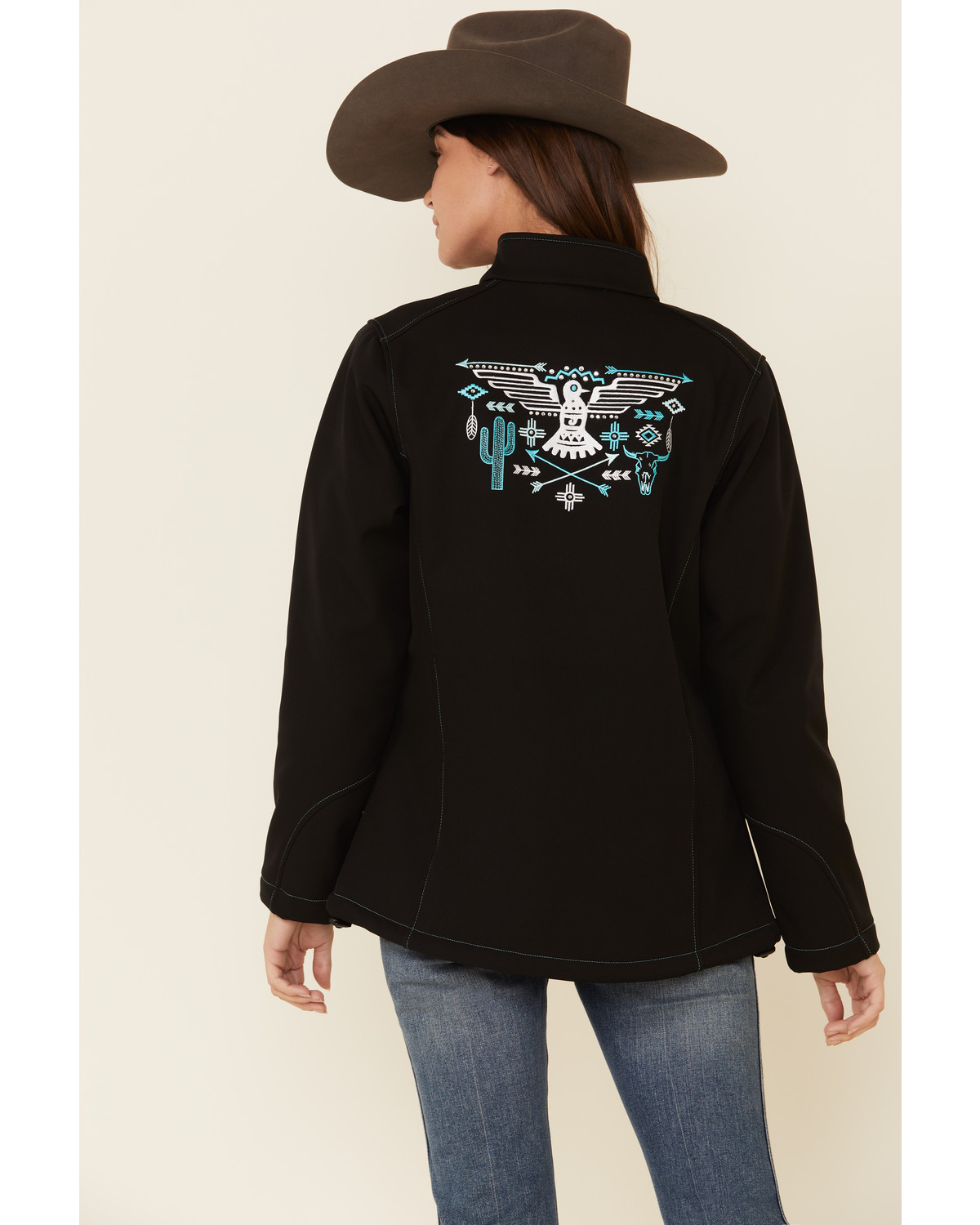 Cowgirl Hardware Women's Black Hawk Embroidered Softshell Jacket