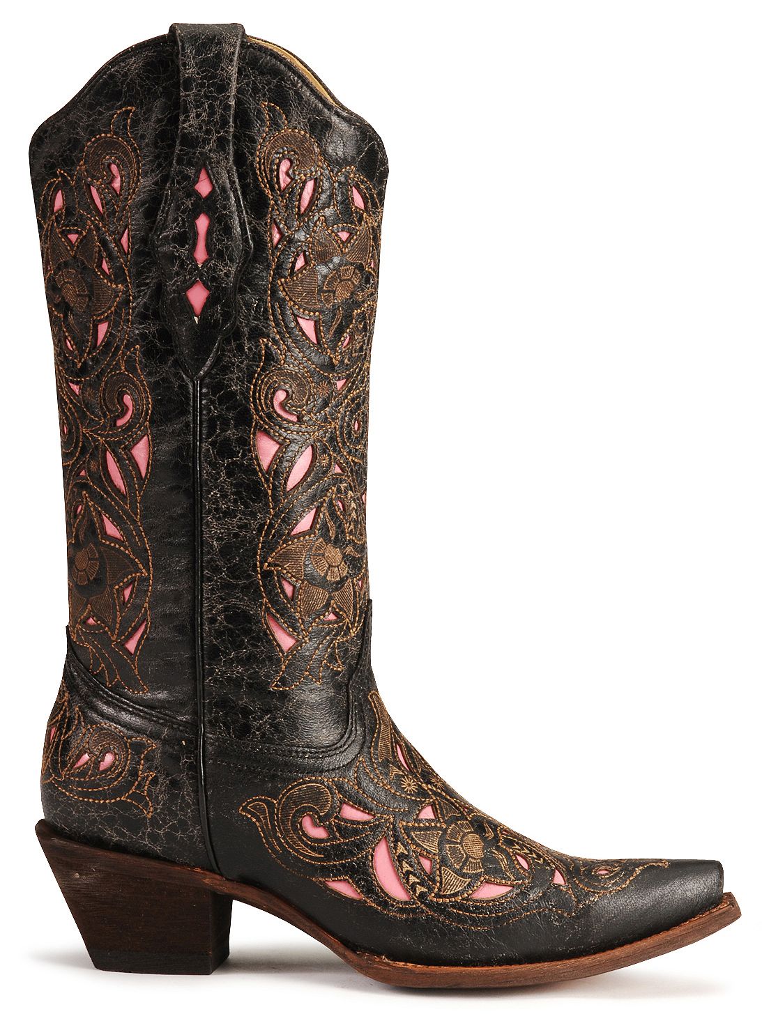 Corral Women's Laser Pink Inlay Cowboy Boots - Snip Toe - Country Outfitter