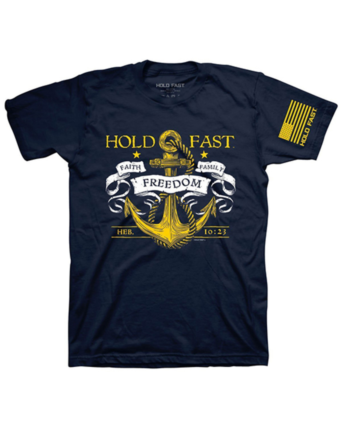 Hold Fast Men's Navy Anchor Graphic Short Sleeve TShirt Country